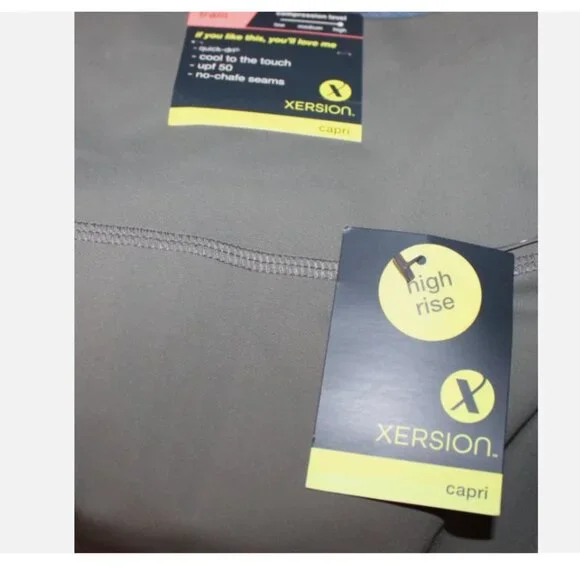 Xersion Gray Train Capri Pants XL NWT Nylon Spandex High Compression Leggings - Picture 3 of 4